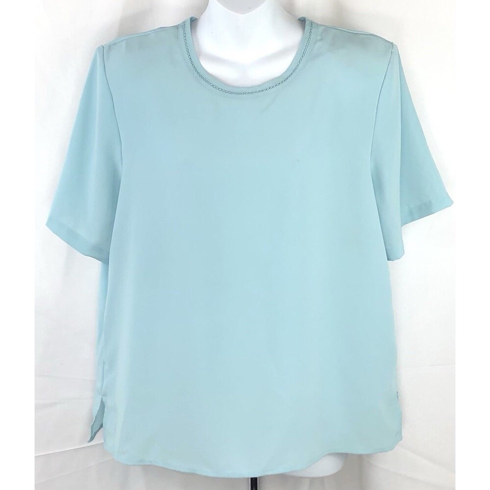 Vintage JM collection silky top L Lt Blue Capsule Career Office Retro 90s Y2K